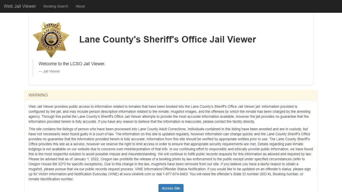 Inmate Search - Lane County