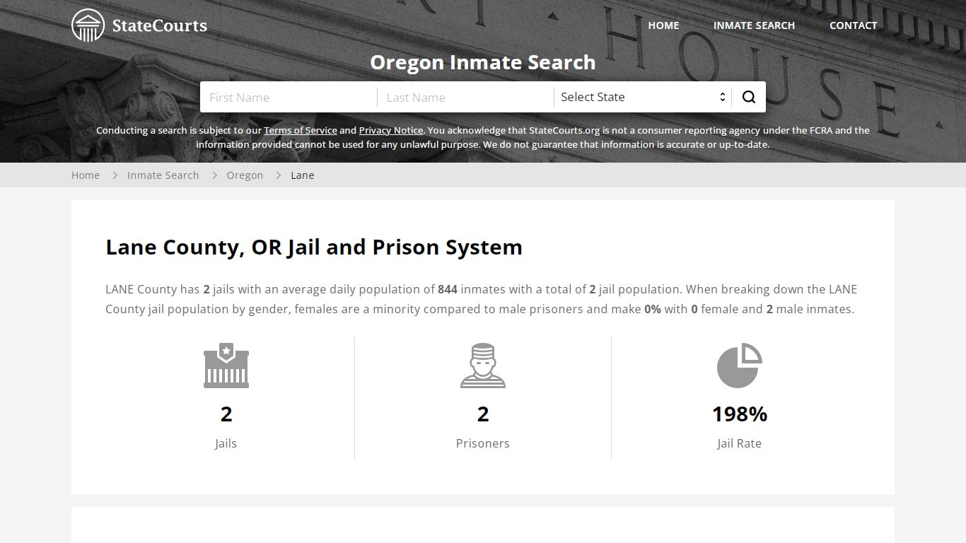 Lane County, OR Inmate Search - StateCourts
