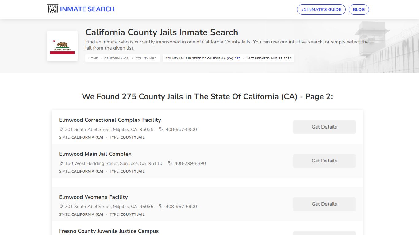 California County Jails Inmate Search